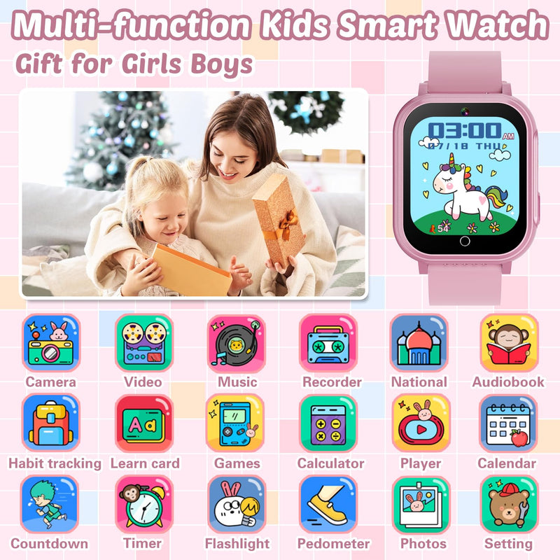 Sedzofan Kids Smart Watch with Case & Kids Waterproof Smart Watch Gift for Girls Age 5-12