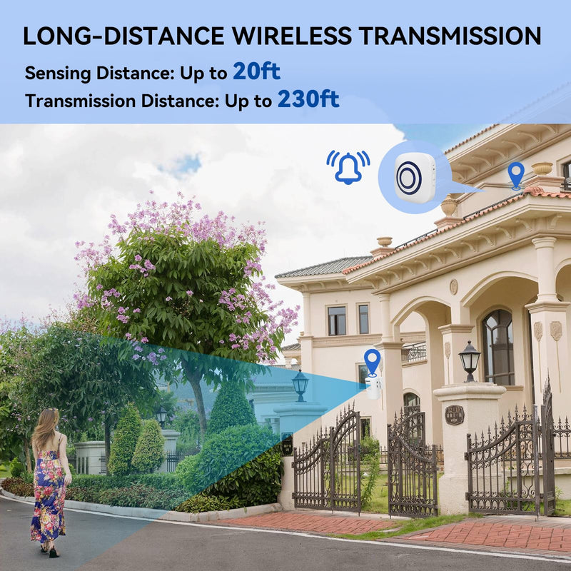 [AUSTRALIA] - Long Range Wireless Driveway Alarm- Security Driveway Alert, Motion Detector Driveway Motion Sensor Alarm to Monitor and Protect Home Property (2 Plug-in RECEIVERS and 4 Motion SENSORS) 
