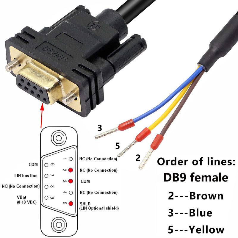 XMSJSIY DB9 Connector RS232 Serial Port Cable DB9 Adapters Solderless 9-Pin COM Port Breakout Replacement Cable Order:235 (Female) -1.5m/4.92Feet female