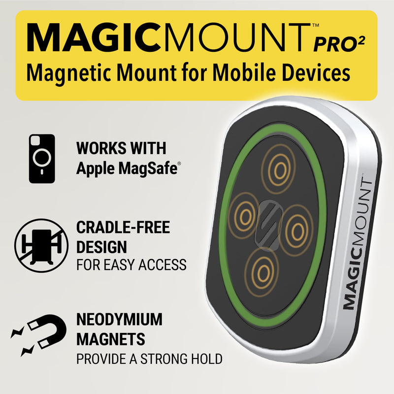 Scosche MP2WDHD MagicMount™ Pro2 Heavy Duty, Extra-Strong Suction Cup Cell Phone Mount, Windshield/Dashboard Magnetic Phone Holder with Anti-Shake Stabilizer for iPhone, Android, Tablet, Car, Truck MagSafe - Window / Dash Suction Pro