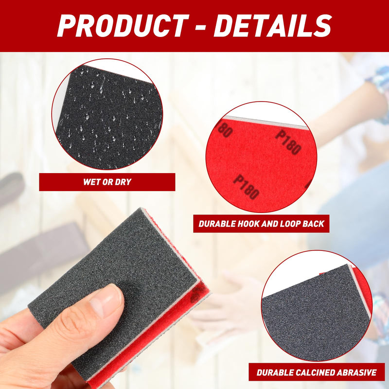 24 Pcs Sanding Sponge Set 80-3000 Grit Sanding Pads, Flexible Sandpaper Block Coarse and Fine, Foam Sanding Pads Washable and Reusable, Wet and Dry Sandpaper for Metal Wood Wall Polishing 24Pcs Mixed Grit