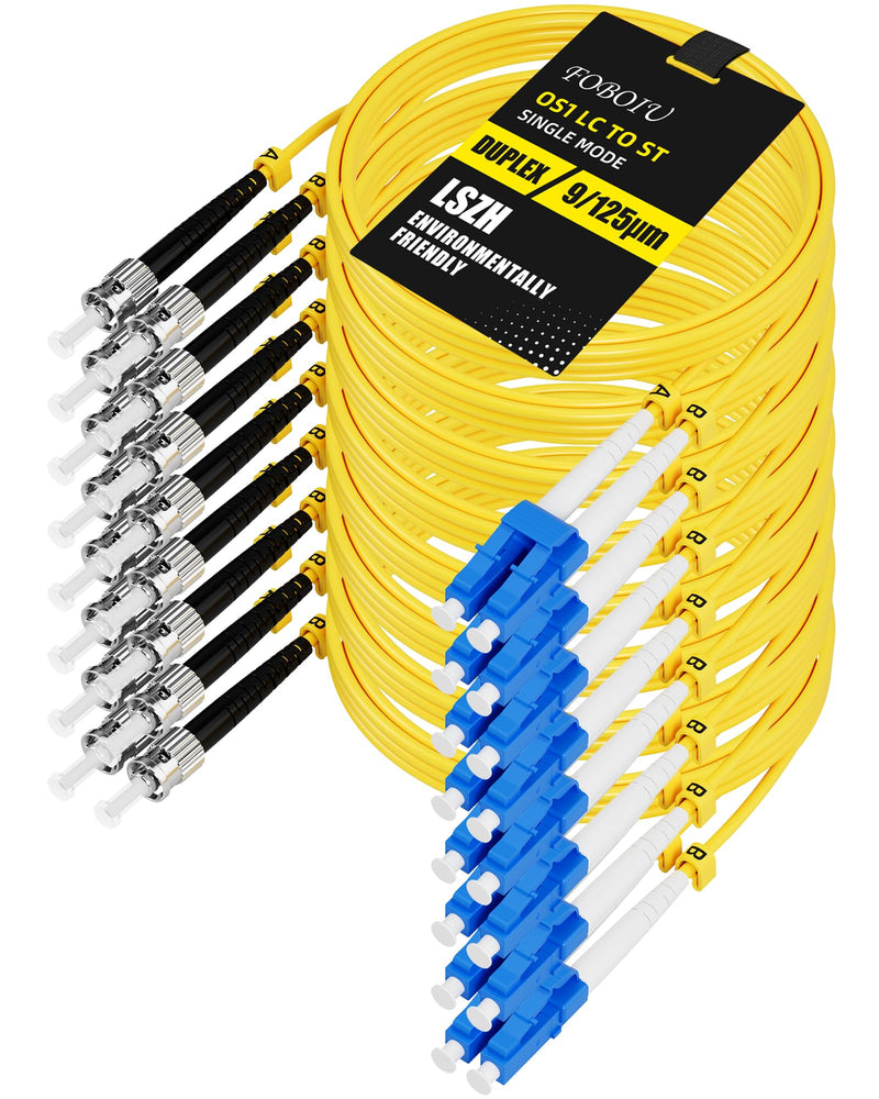 OS1 ST to LC Singlemode Fiber Patch Cable 2M(6FT), 8Pack LC to ST Fiber Patch Cable, Duplex LSZH 9/125µm Jumper Fiber Optic Cord for Media Converters Yellow 2M(6FT) 8 Pack Yellow OS1 LC-ST