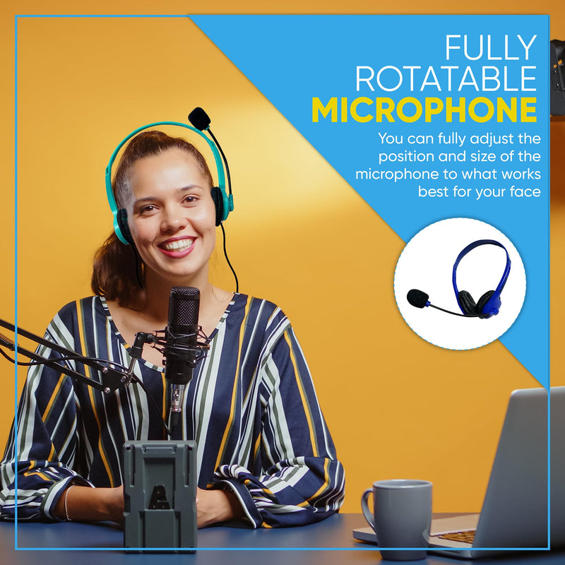 [AUSTRALIA] - 10 Pack Bulk Wired On-Ear Leather Headsets with Boom Microphone and 3.5mm Connector, Multi 10 Pack Leather headsets with mic mixed 