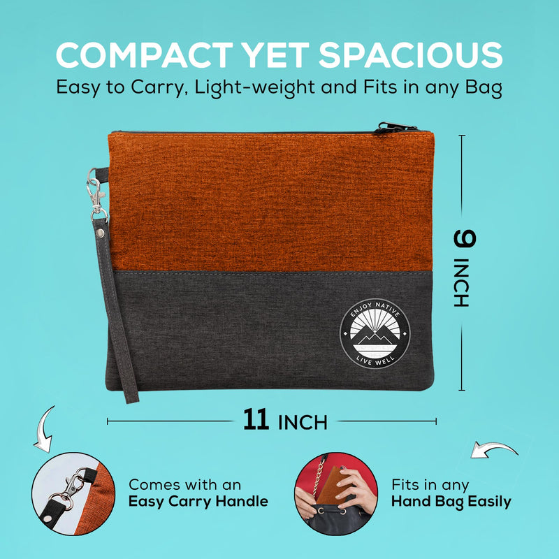 Smell Proof Bag with Lock 11" x 9", Smell Proof Container, Dog Tested Odor resistant Bags, Best Zipper odor sealing pouch for Herbs, Coffee & Travel Medicine, Scent resistent Containers Orange & Gray Large 11"x9"