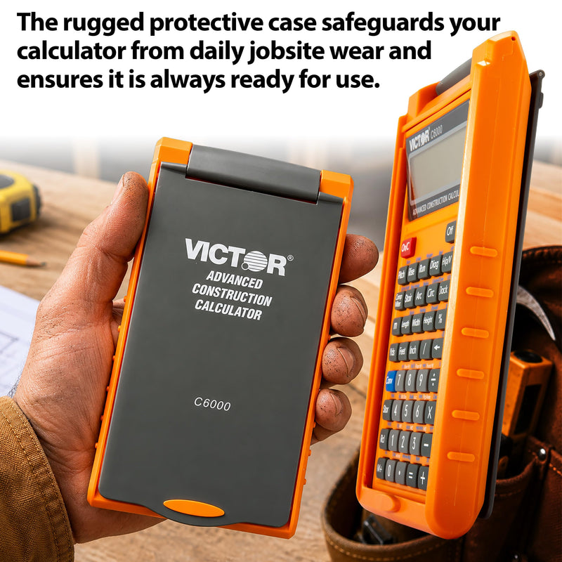 Victor C6000 Advanced Construction Calculator with Protective Case Displays in Fractional or Dimensional Forms Perfect for Carpenters, Renovators,Builders, Contractors, Estimators