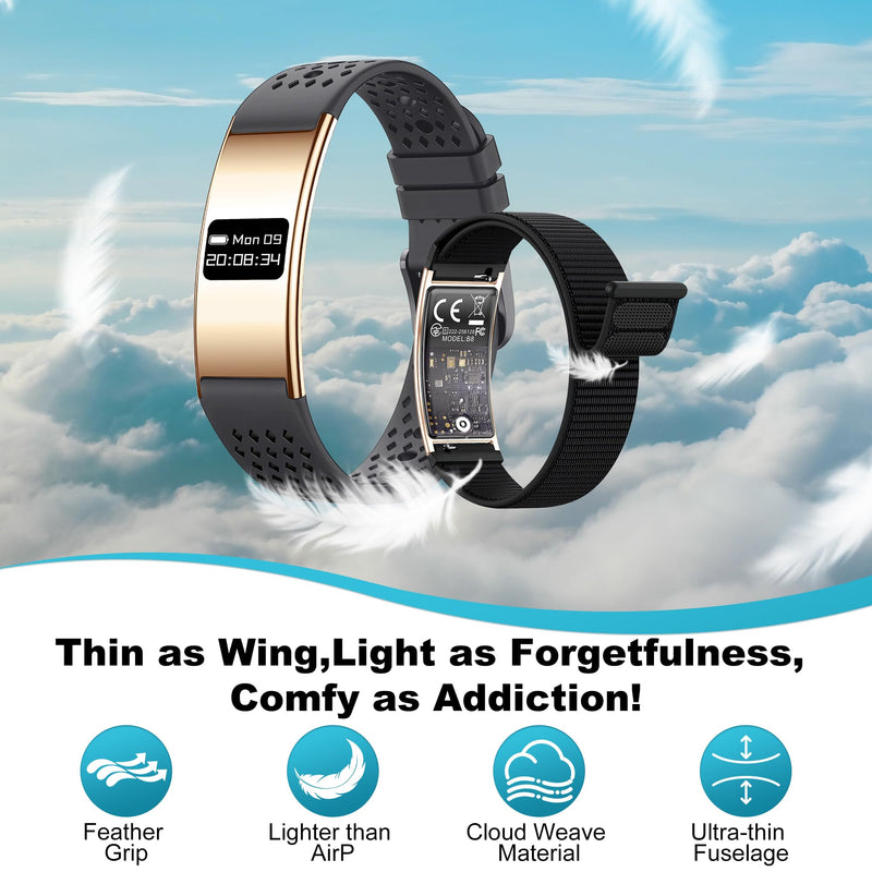 Smart Bracelet for Women Men, Activity & Fitness Trackers, 1ATM Waterproof,Multiple Sport Modes, Fitness Tracking Wearable with Free App, 2 Bands Golden