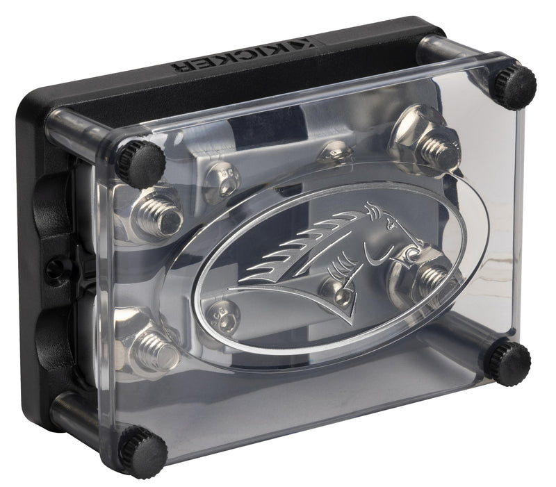 Kicker 50HPFD2 Warhorse 2-Output Fused Distribution Block | Dual amp power feeds, built-in circuit protection, clean amplifier wiring