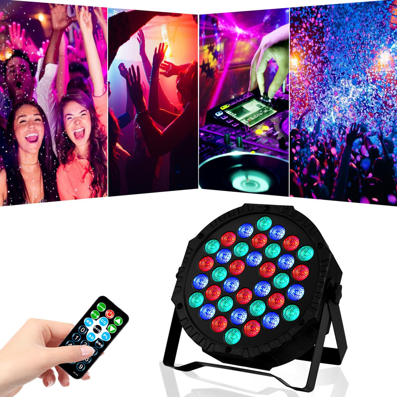 LED Stage DJ Par Lights: RGB 36 LED Uplights with Sound Activated Remote Control - Strobe Light for Parties Events Church Bar Wedding Dance Club DMX Lighting 1 Pack 1 PCS