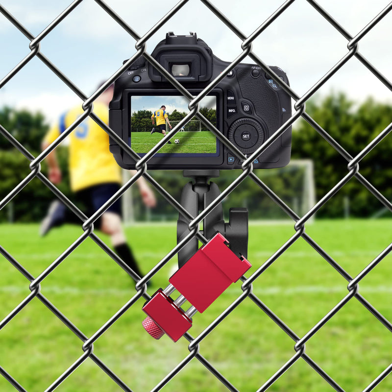 Upgraded Aluminum Fence Mount with Shade - iPhone Fence Mount Compatible with GoPro, Cellphone, Mevo Start, Insta360 for Softball, Tennis, Baseball, Football, Net/Chain Link Games Recording Large