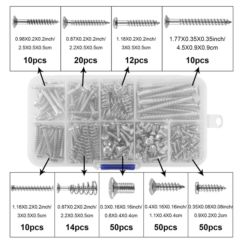 [AUSTRALIA] - Sesyomr Electric Guitar Screw Kit - 226 Piece Set (9 Types) with Springs for Bridge, Pickup, Pickguard, Tuner, Switch, Neck Plate, Strap Buttons & Tweezers 