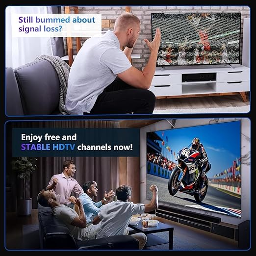 Antenna TV Digital HD Indoor,Portable TV Antenna for Local Channels,360°Reception,Support 4K 1080p Smart Television with Amplifier Signal Booster for Free Channels Indoor-Style01