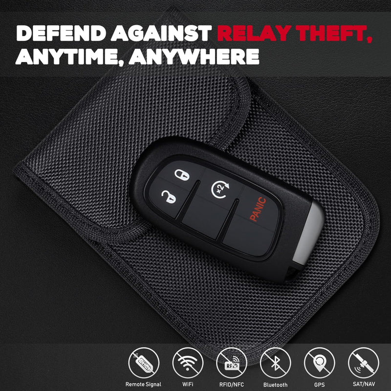 StandardAutoPart Signal Blocking Faraday Key Fob Case - Car Anti Theft Device Shields Against All Signal Types, Including RFID Blocking & Durable Faraday Bag (1) 1 Black