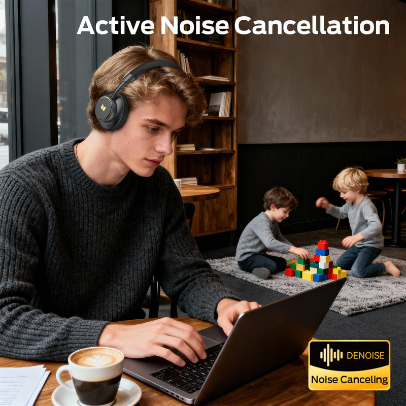 Monster N-Tune mini 02 Noise Cancelling Headphones, Over Ear Headphone Foldable Design, 50H Playtime Headphones Wireless, Bluetooth 6.0, Adjustable Lightweight and Comfortable for Travel