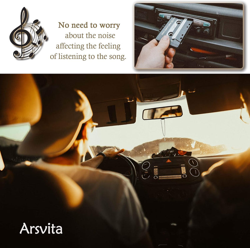 Arsvita Car Audio aux Cassette Adapter and a Smartphone to 3.5 mm Headphone Jack Bluetooth Connection Adapter - Update Version-White