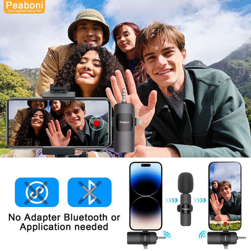 [AUSTRALIA] - Wireless Lavalier Microphone 3in1 mini Lapel Microphones for iPhone iPad Android Camera USB-C with Noise Reduction Recording Clip Mic for Creator Interview TikTok Vlog Live Streaming (Black/3in1) Black/3in1 