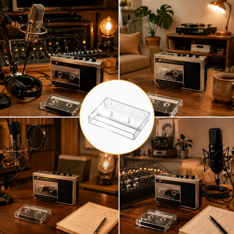 5 Pcs Audio Cassette Storage Cases Clear Plastic Cassette Tape Cases Blank Voice Recording Cassettes Tape Holder Plastic Audio Cassettes Organizer with Anti-Scratch Dust for Art Collection | Blank Voice Recording Cassette Tape Holder, Plastic Audio Cas...