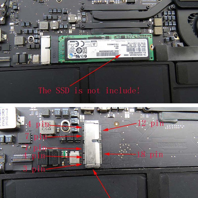 NFHK 12+16pin 2014 2015 Mac to M.2 NGFF M-Key AHCI SSD Convert Card for MAC A1493 A1502 A1465 A1466 Green NVME SSD to MAC 2013-2017