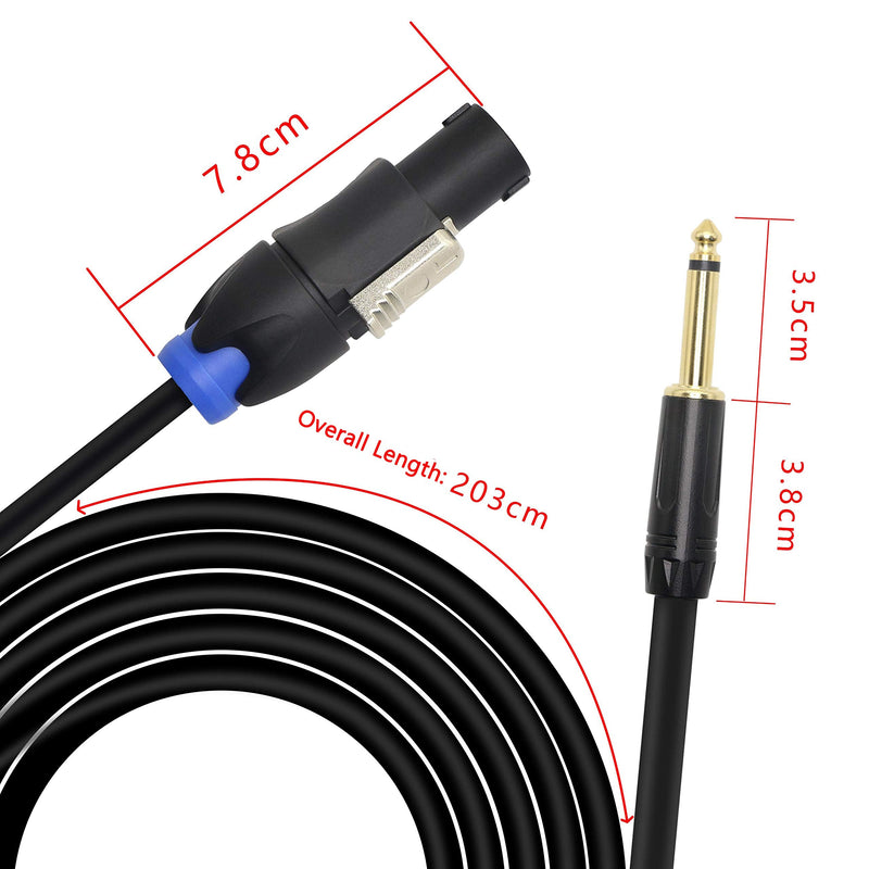 [AUSTRALIA] - XMSJSIY Speakon to 1/4" Mono Speaker Cable, 6.35mm TS Plug to Speakon Male Speaker Wire 14 Gauge Audio Amplifier Connection Cord for DJ/PA Speaker Cord with Twist Lock -2M (Speakon Male to TS) 
