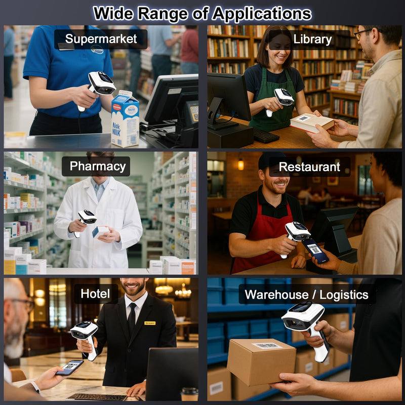 [AUSTRALIA] - KUIIYER 1D QR 2D Barcode Scanner, Bluetooth Wireless Bar Code Scanners with Setting Keypad & LCD Screen Display & AI Voice, Handheld Barcode Reader for iPhone, Android, iPad, Tablet, Computers & POS Bluetooth Barcode Scanner 