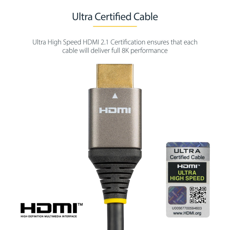 StarTech 16ft Ultra High Speed HDMI Cable, 8K 60Hz, HDR10+, 48Gbps | 8K 60Hz/4K 120Hz, HDMI 2.1 Cord with HDR10+ / eARC, Certified, HDMM21V5M, Monitor/TV/Display 16 ft