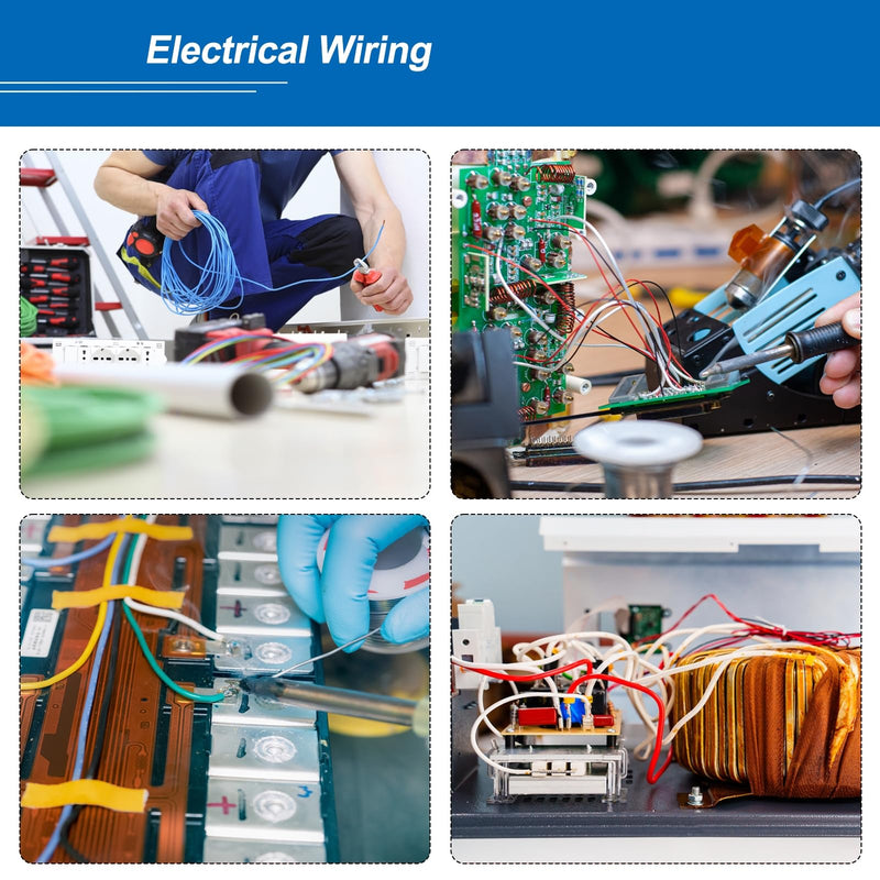 sourcing map 28AWG Electrical Wire Cable 1.5 Metre Stranded Wire Silicone Tinned Copper Wire Coil 0.08 mm² Solid Electronic Wire for DIY RC Model Lamps Household Appliances, 5 Colours 28AWG, 1.5m