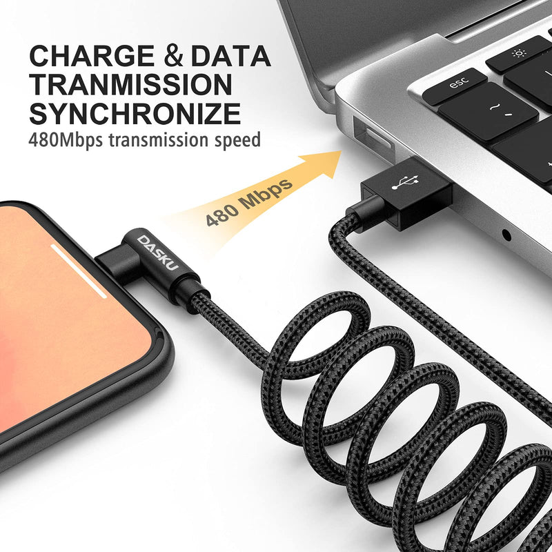[AUSTRALIA] - 90 Degree iPhone Charging Cable 2Pack 10ft Right Angle Nylon Braided Lightning Charger Cord Compatible with iPhone 14 13 12 11 Pro Max XS XR X 8 7 6 5 Plus iPad（Black） USB-A Black 