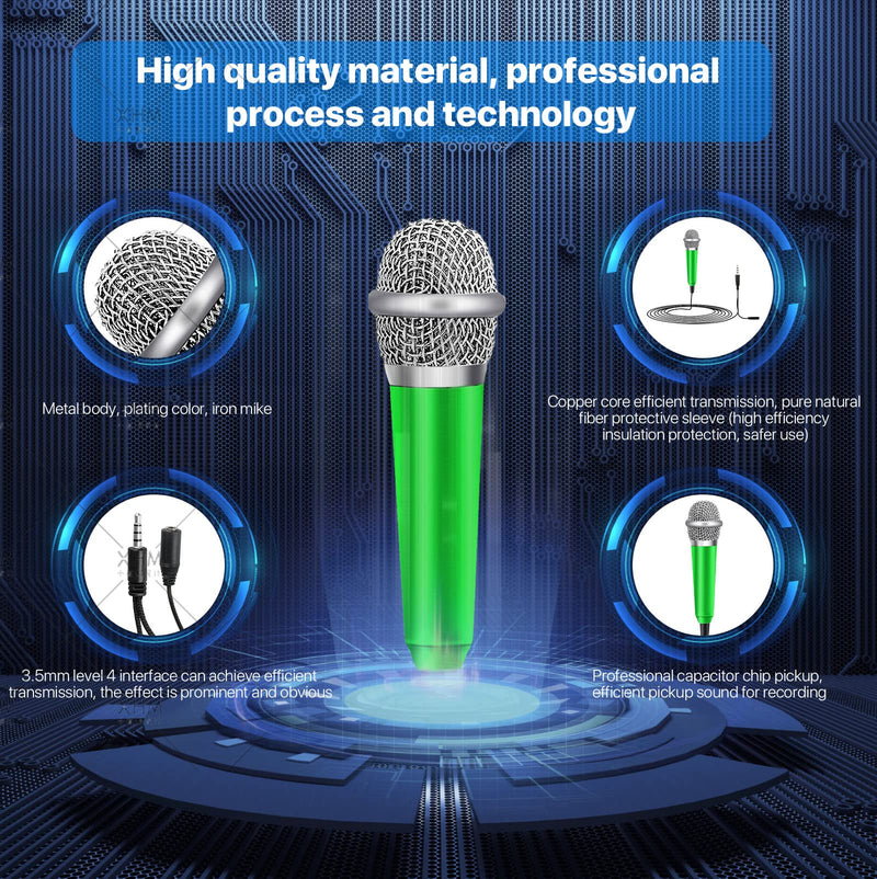 Mini Microphone,Tiny Microphone,Phone Microphone, Asmr Microphone,Mini Karaoke Microphone,forVoiceRecording Chatting and Singing on iPhone,Android,PC(Green) Green
