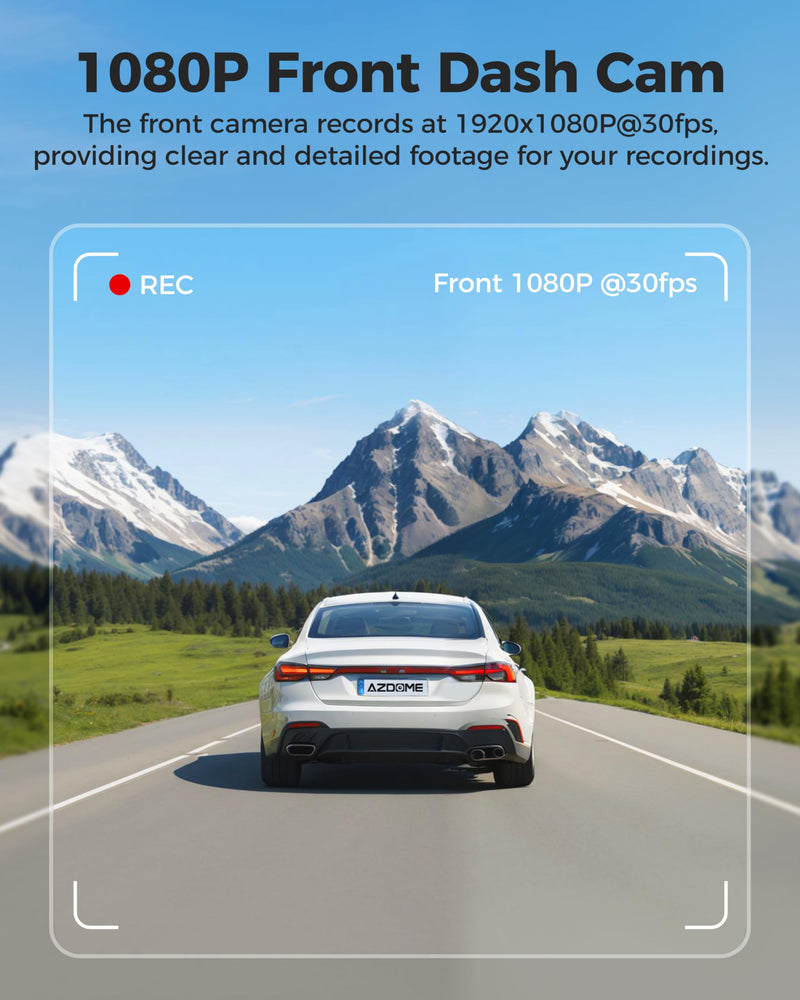 [AUSTRALIA] - AZDOME M200 Mini Dash Cam WiFi Dashcam - Single Channel Dash Cam for Broad Road Coverage - Built-in WiFi - Full HD Resolution - Parking Monitor - App Connectivity - Collision Detection - Night Vision 