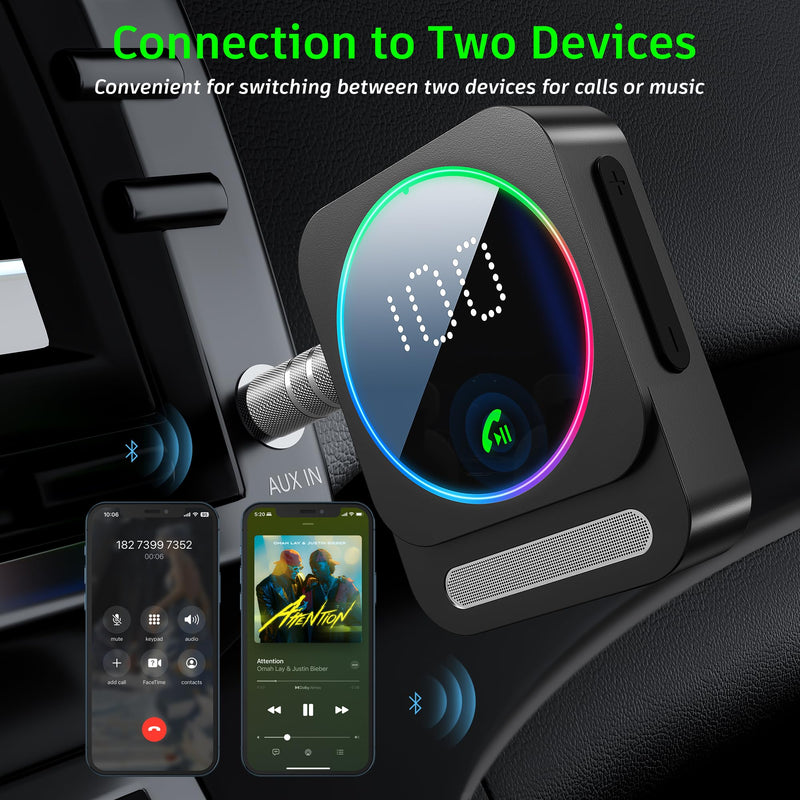 SONRU Bluetooth 5.3 Receiver for Car, Wireless Audio Adapter for Car/Home Stereo/Wired Headphones/Speaker, Bluetooth Aux Adapter, Dual AUX Outputs, RCA AUX 3.5mm Music Receiver Black
