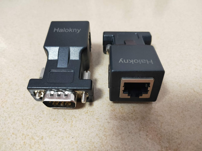 Halokny VGA Extender Over Ethernet Adapter, VGA 15 Pin Male to CAT5 CAT6 RJ45 Female Network Cable Extender Connector Adapter(2-Pack)