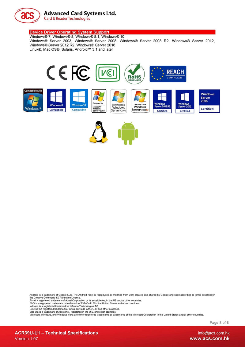USB Smart Card Reader ACS ACR39U