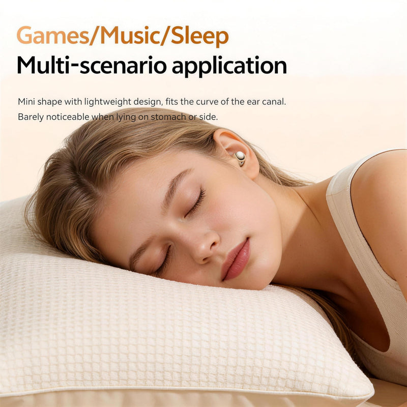 2026 Wireless Sleep Headphones, Tiny Comfortable Design for Side Sleepers, 48H Playtime, Bluetooth 6.0 with LED Battery Display, Ideal for Sleeping, Working & Hiking (White) White