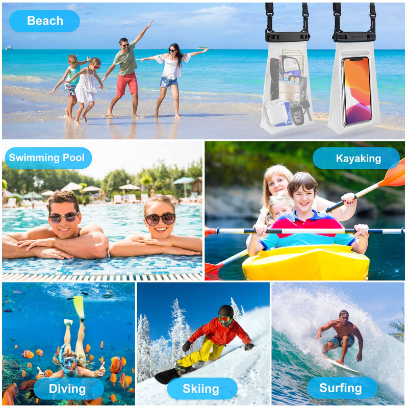 Large Capacity Waterproof Phone Pouch Floating, Waterproof Bag Case for iPhone 15 14 Pro Max 13 12 11 X XR 8 Plus Samsung Up to 6.9'', IPX8 Water Proof Phone Dry Bag for Boating Swimming Kayaking White,1 Piece