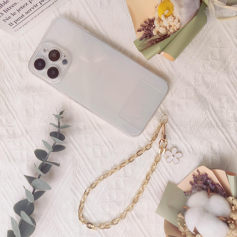 Beaded Phone Charm Strap Phone Wrist Strap Handmade Cellphone Lanyard with Tether Tab Wristlet Bracelet Phone Chain Strap Golden Metal