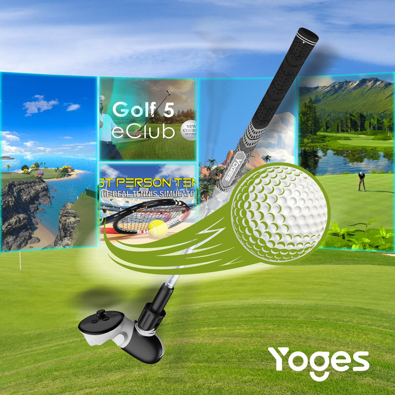 YOGES VR Golf Club Handle Compatible with Meta Quest 3 / Oculus Quest 2, Adjustable Length Realistic Golf Club Attachment Accessories, Virtual Reality Grips (ONLY for Right Controller) Black/Grey