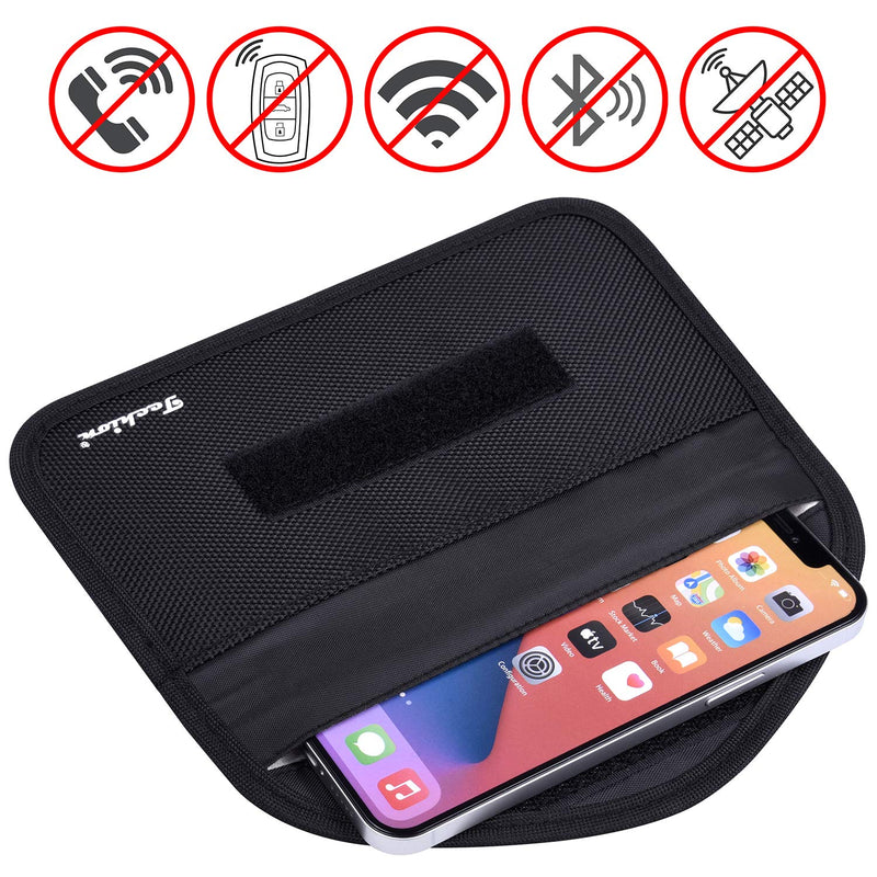 Signal Blocking Bag, 2 Pack RFID Faraday Bag Shield Pouch Cage Box Wallet Case for Cell Phone and Car Key FOB, Privacy Protection, Anti-Hacking - Black & Hot Pink