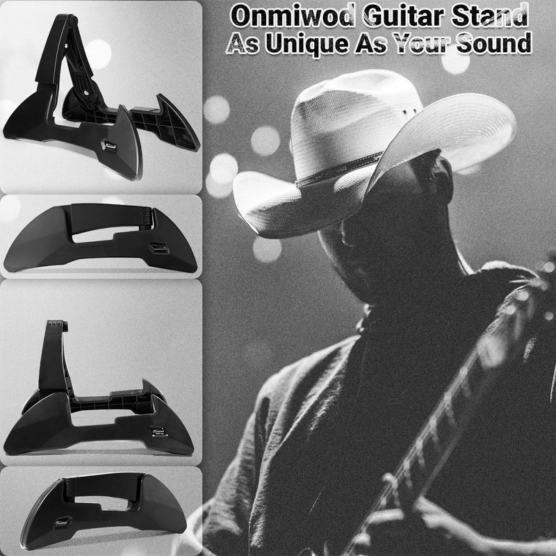 Guitar Stand, Foldable Guitar Stand with Adjustable 2-Width, Sturdy Electric Guitar Stand, Portable Acoustic Guitar Stand Compatible with Guitar, Bass, Ukulele, Banjo, Guitar Accessories Gift