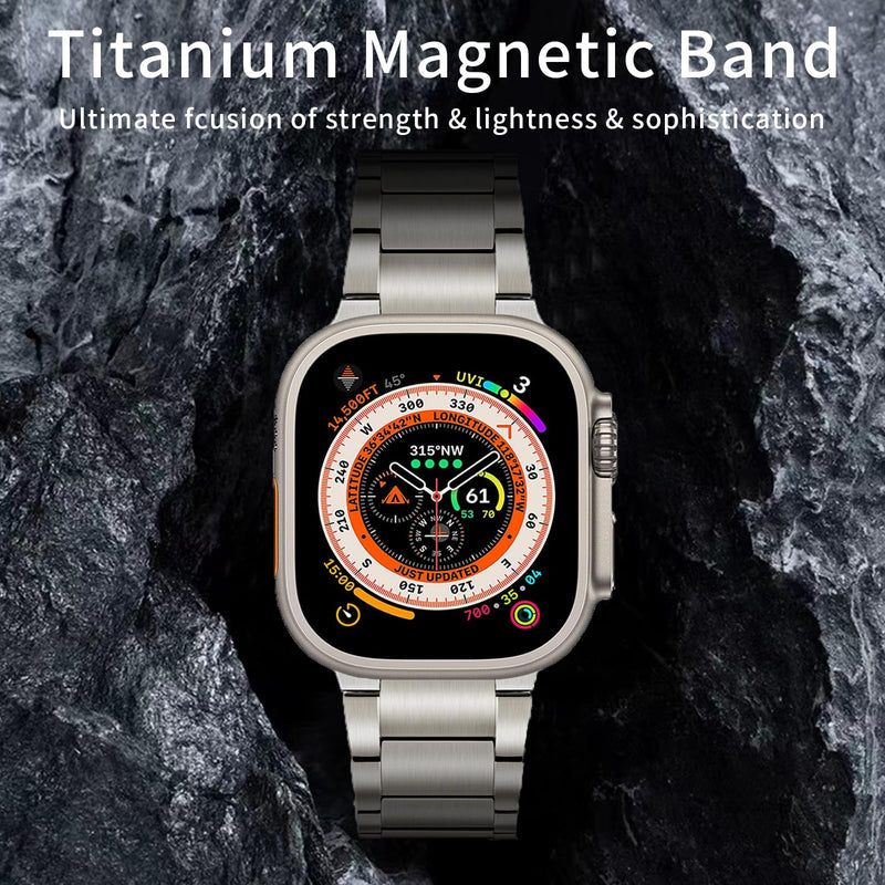 Titanium Magnetic Band for iWatch Ultra 3 2 1 49mm Series 11 10 | Metal Strap for Apple Watch Series 11/10/9/8/7/6/5/4/SE/3/2/1 45/44/42mm|Lightweight,Skin-Friendly,Durable,Fit wrist 6"-9" black 49/46/45/44/42mm (series 3 2 1)