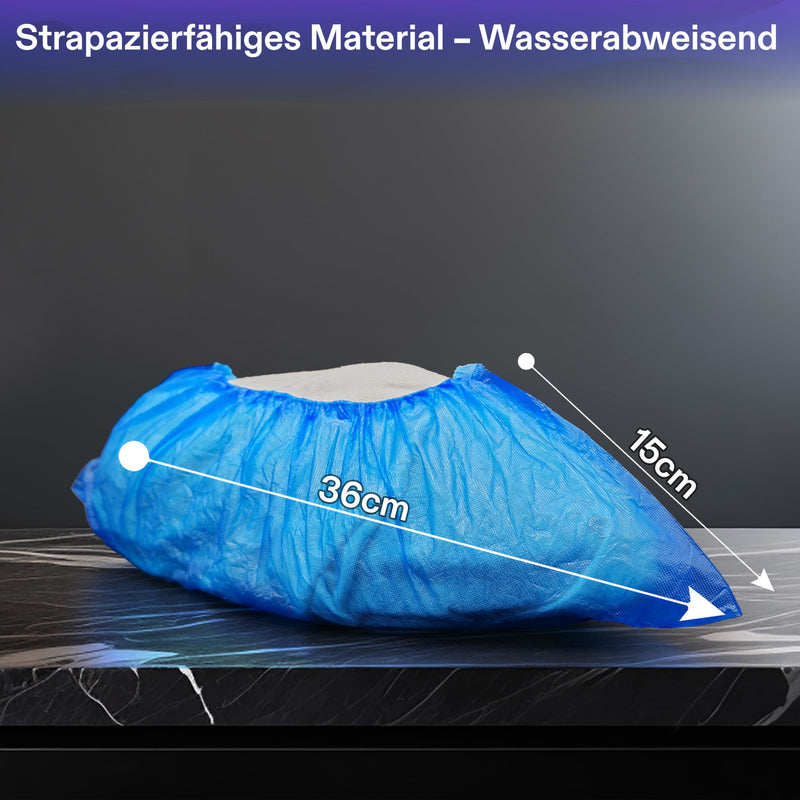 Medimex Disposable Shoe Covers, Blue, 15 x 36 cm, Pack of 200, Latex-Free, Waterproof, Non-Slip, CPE Material, Ideal for Medicine, Crafts, Household and Outdoor Protection