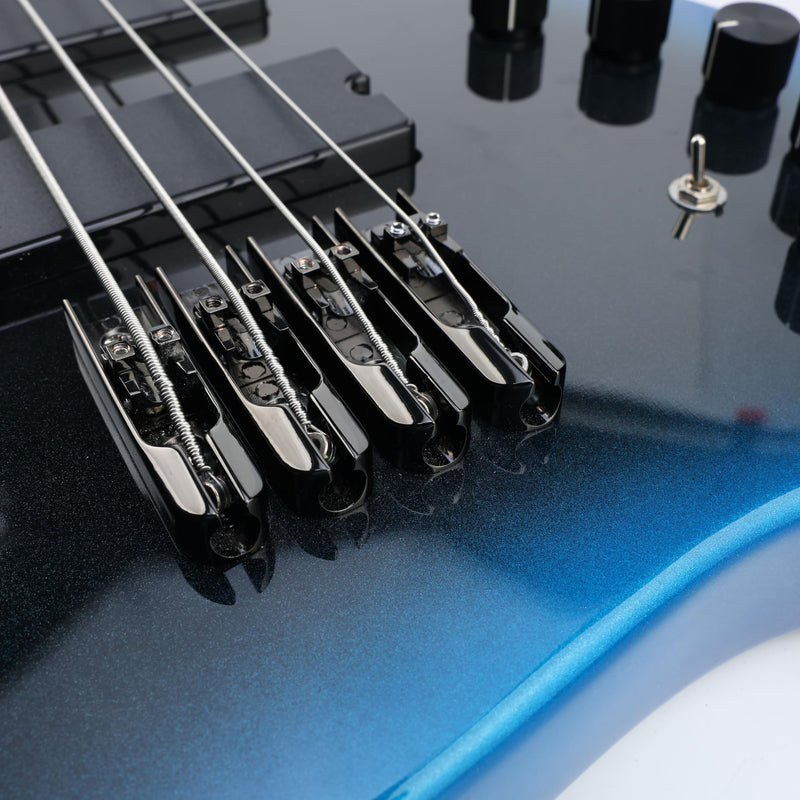 [AUSTRALIA] - Bass Guitar Bridge with Zinc ALloy Saddle Base Individual Single String Fixed Bridge for 4 String Electric Bass Replacement Parts（Vacuum Black） 4PCS 