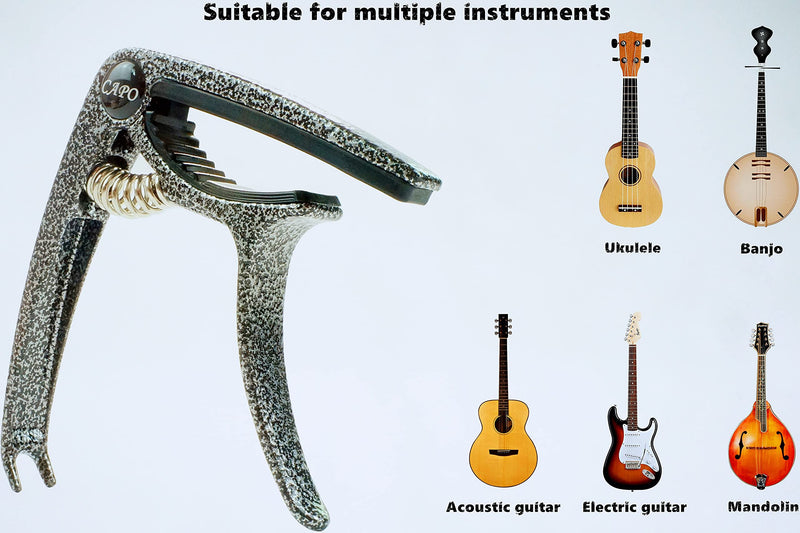 [AUSTRALIA] - Yunshan Guitar Capo, Lightweight Zinc Alloy Capo for Acoustic and Electric Guitars, Bass, Mandolin, Banjo, Ukulele(Argent Black) Argent Black 