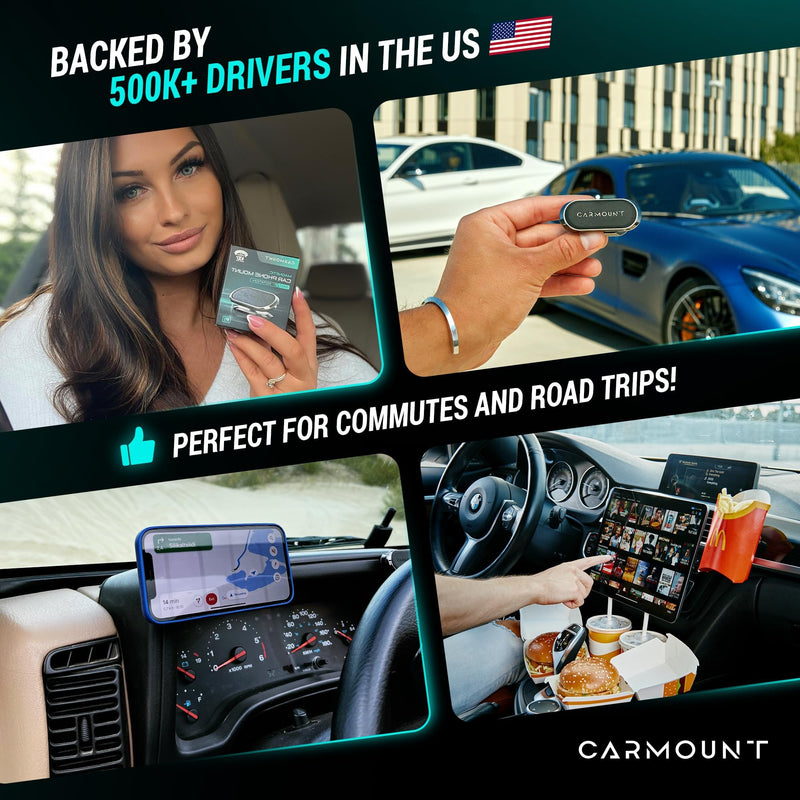 CARMOUNT F1 Dashboard Car Mount (2-Pack) | Magnetic Phone Holder for Car, Ultra Strong 8X N52 Magnets, 360° Rotation, Universal Dash Mount for All Phones and Tablets | Car Mount Magnet for iPad 2 pack