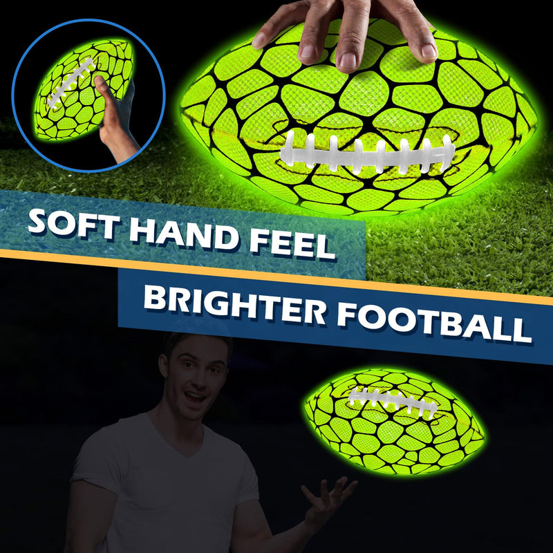 Jasonwell Glow in The Dark Football - Strong Grip Light Up Football Toy Stuff Gift Outdoor Sports Ball for Boys Kids Teen Junior Youth Adult Christmas Birthday Gifts for Ages 6-8 8-12 13+ Year Old No.9 Green