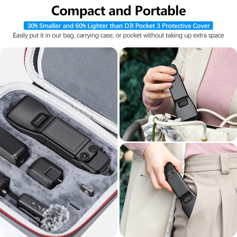 AMAZEAR Gimbal Screen Protective Cover for DJI Osmo Pocket 3 Accessories, Lens Cap Hard Case for Xtra Muse Gimbal Vlog Camera with Soft Lining, Compact Design, Quick Open/Close, Black