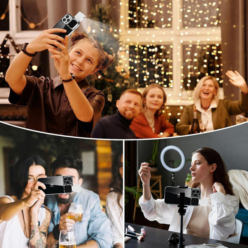 Selfie Light for iPhone 15 Pro Max Case with LED Built-in Light-Up Rechargeable for TIK Tok/Stream/Makeup/Live/Video- Selfie (2 Models, 3 Level Brightness) (Clear, for iPhone 15 Pro Max) Clear
