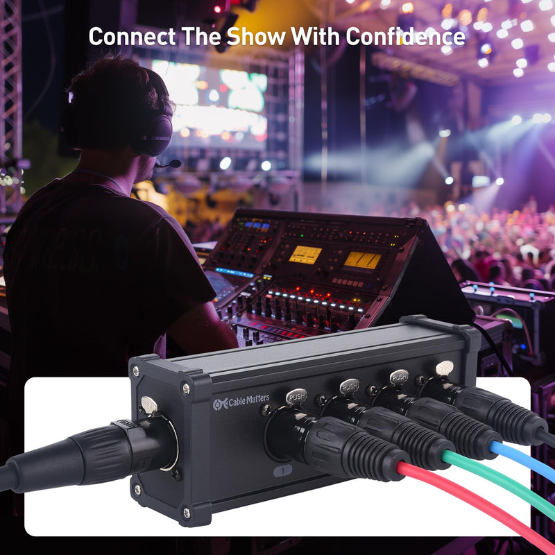 [AUSTRALIA] - Cable Matters Multi Network XLR Cable 4 Channel Breakout Kit Pair with 2 Boxes (XLR Splitter Boxes Pair with 4X Male Box and 4X Female Box) Compatible with EtherCON Connector, Black 
