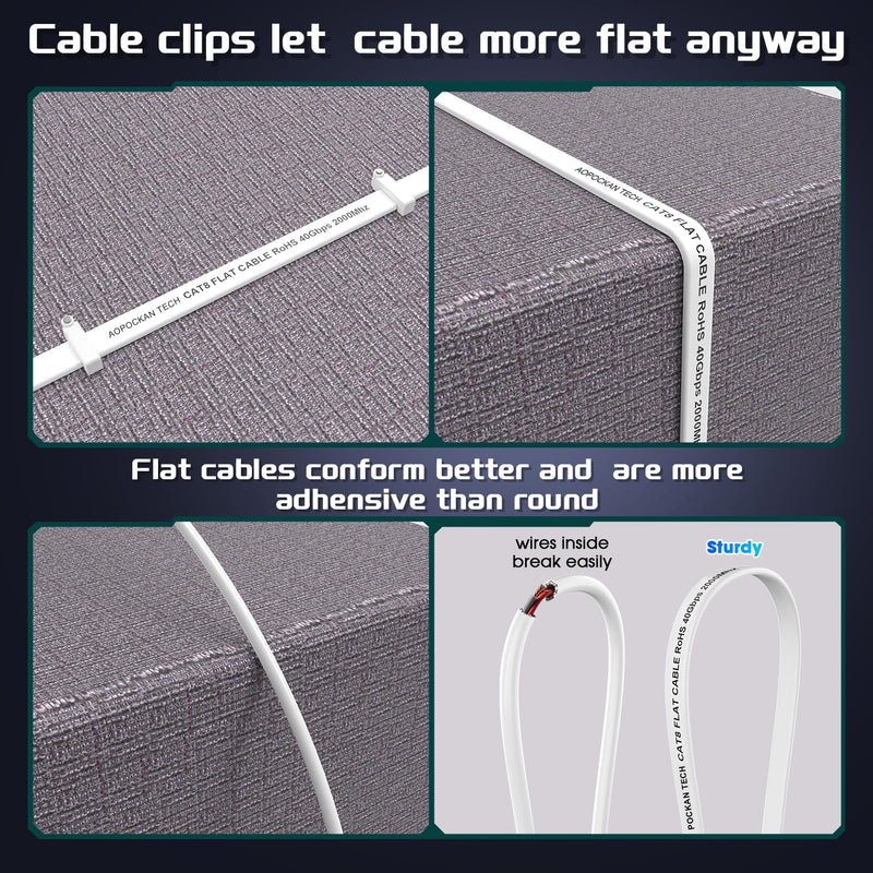 Cat 8 Ethernet Cable 200 FT, Heavy Duty High Speed 40Gbps 2000Mhz Internet Network Patch Cord, RJ45 Shielded Flat LAN Cable, Outdoor&Indoor Weatherproof S/FTP UV Resistant for Gaming, Router, Modem CAT8-200FT White