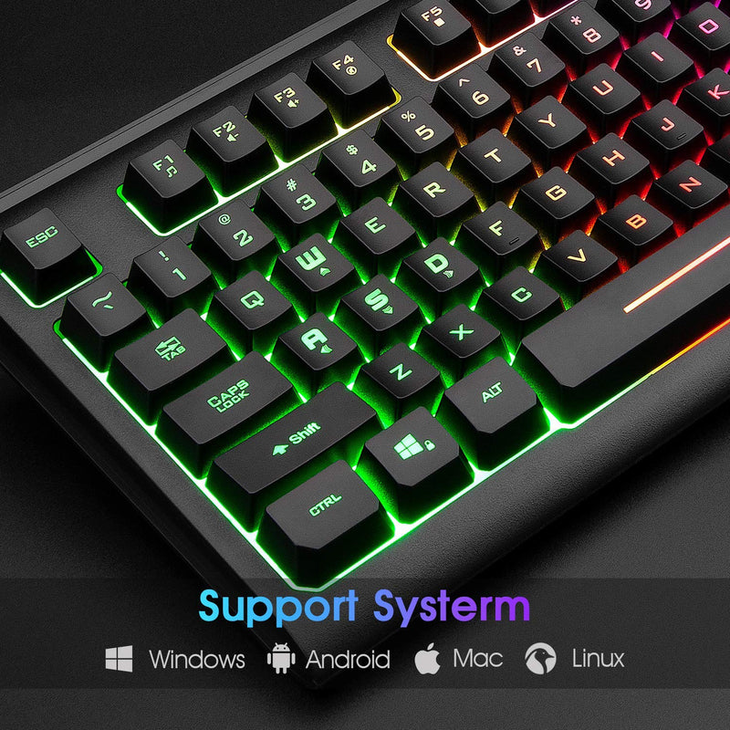 Rii Primer RGB Compact Gaming Office Keyboard RK104,Backlight Keyboard,Small 87 Keys No Number Pad Keyboard for Windows PC Laptop Desktop