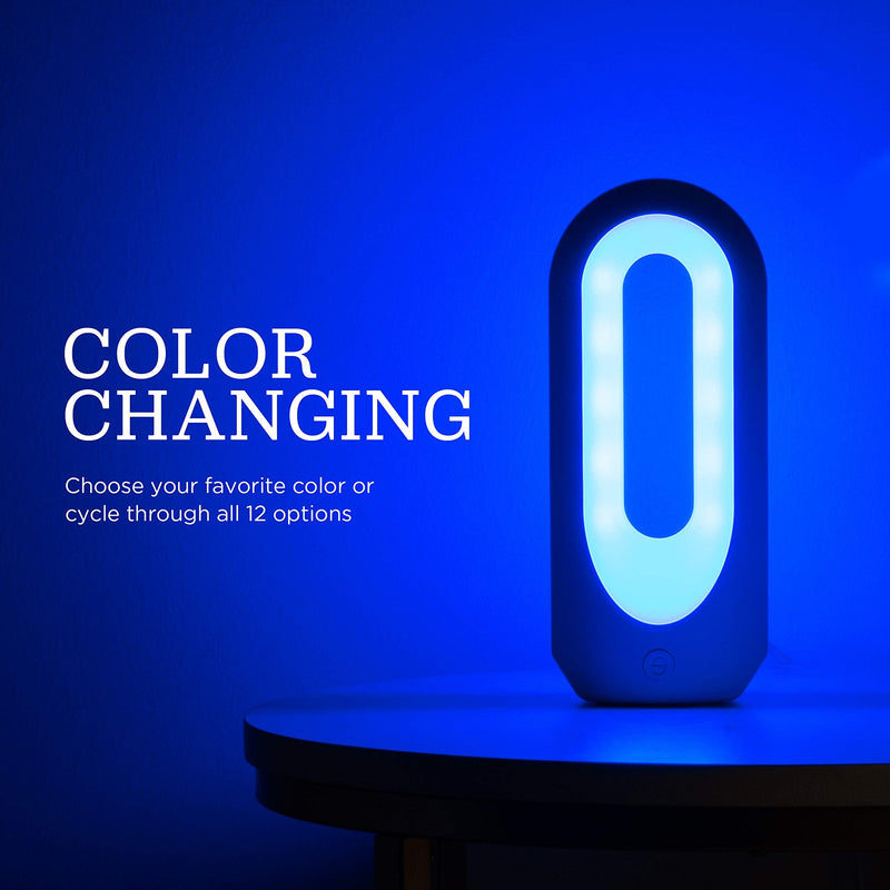 [AUSTRALIA] - Enbrighten Color Changing LED Lamp, Modern Night, Dimmable Whites & Vibrant RBG Colors, Dorm Essentials, Ideal for Home Office, Gaming, Bedroom, Kids Room, Reading Light, 49632, Plastic, White 