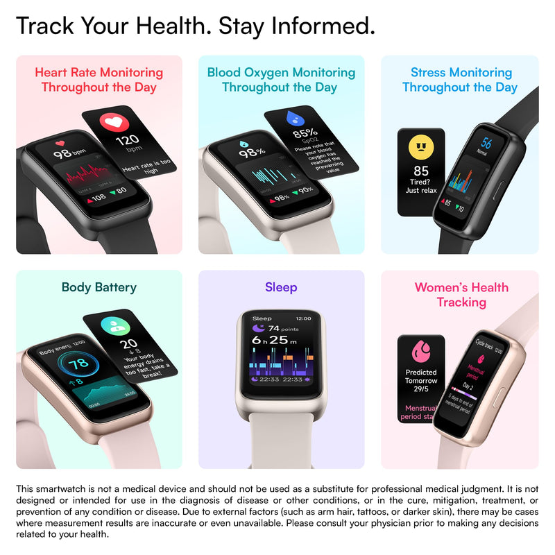 OCTANDRA Active 3 VeryFit Fitness Tracker Heart Rate SpO2 Blood Oxygen Saturation Sleep Monitor 1.47" Screen Activity Step Counter Pedometer 3ATM Waterproof Smart Watches for Men Women (IDB05) (White)